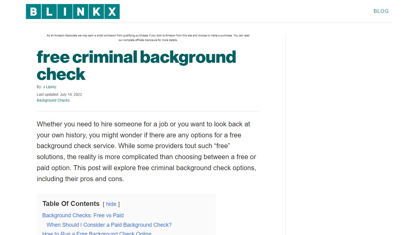 free criminal background check - Blinkx