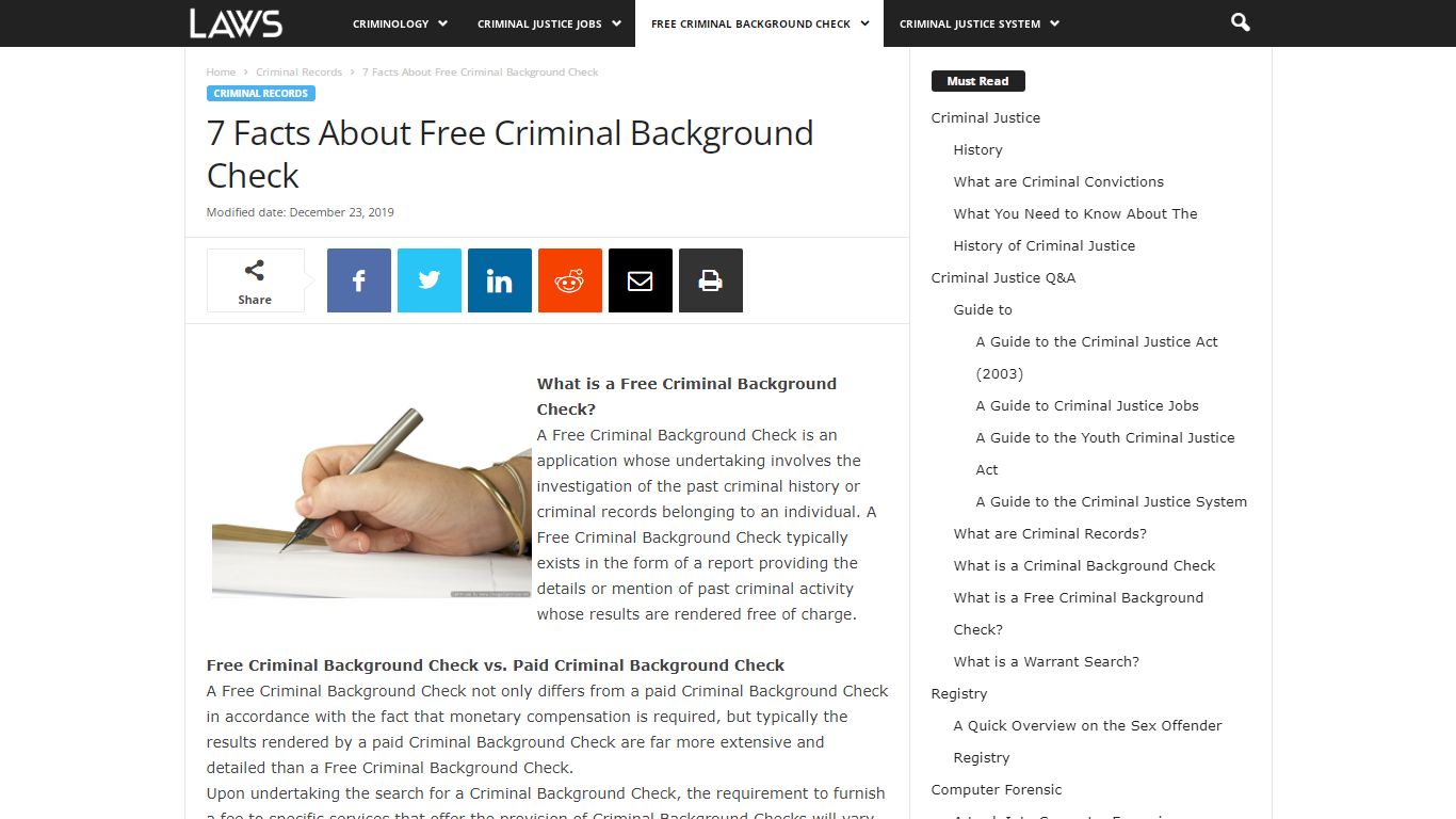 7 Facts About Free Criminal Background Check - LAWS.com